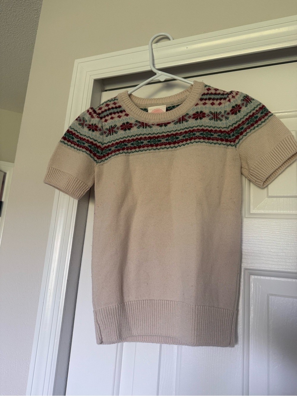 Emmy Design Sweden Short-Sleeve Fair Isle Sweater sz 2/4